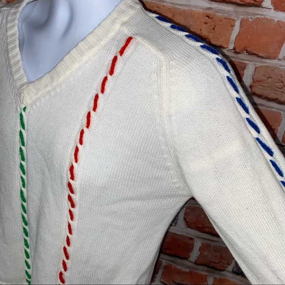 Vintage textured v neck rainbow sweater M - Picture 8 of 8